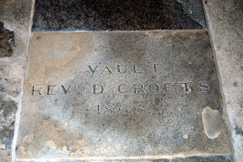 Slab denoting the Crofts vault in the chancel May 2011